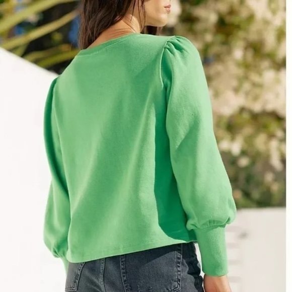 Anthropologie Maeve Seahorse Sweater Tufted Green Pullover Sweatshirt Sz XL New - Picture 3 of 8